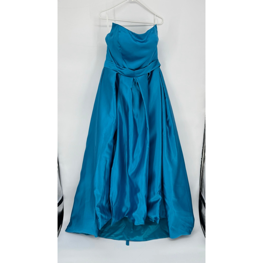 New MllesReve Blue Strapless Satin Prom Dress 16W Ball Gown - Picture 2 of 7
